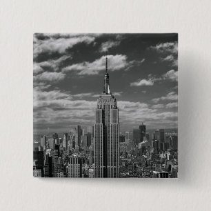 Schwarz-Weiß-Landschaft New Yorks Skyline Button