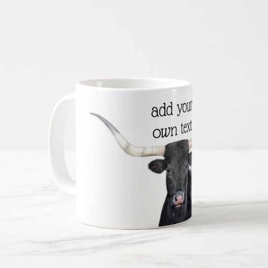 Schwarz-Weiß-Langornkuh fügt Ihr eigenes Angebot h Kaffeetasse (Vorderseite Links)