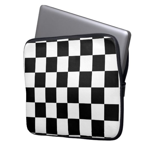 Schwarz, Weiß Laptopschutzhülle (Vorderseite Links)