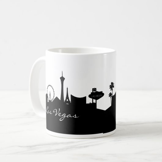 Schwarz-Weiß-Las-Vegas-Skyline Kaffeetasse (Vorderseite Links)