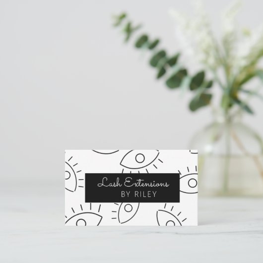 Schwarz-Weiß-Lash-Künstler Visitenkarte (Stehend Vorderseite)