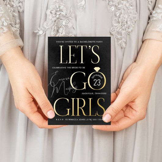 Schwarz-Weiß-Lass Go Girls Junggeselinnen-Abschied Folieneinladung