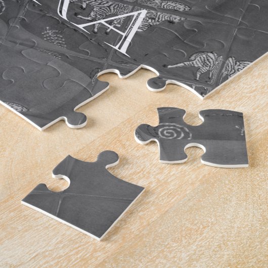 Schwarz-Weiß-Lass Go Zebra Hakuna Matata motif Puzzle (Seite)