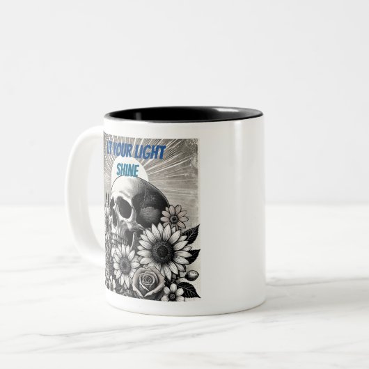 Schwarz & Weiß Lasse Ihren Lichtschimmer Zweifarbige Tasse (Vorderseite Links)