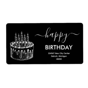 Schwarz-Weiß-Lässige Skriptart Happy Birthday
