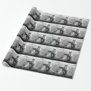 Schwarz Weiß Laufendes Pferd Freiheit Geschenkpapier