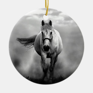 Schwarz Weiß Laufendes Pferd Freiheit Keramik Ornament