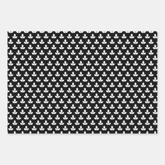Schwarz-Weiß-Laurel Leaf Geschenkpapier Set (Vorderseite 2)