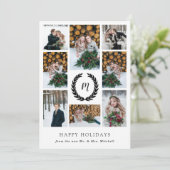 Schwarz-Weiß-Laurel-Wreath-Foto Weihnachten (Stehend Vorderseite)