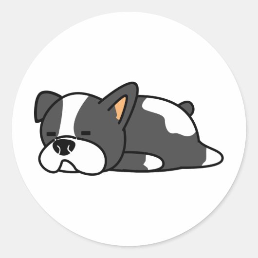 Schwarz-Weiß-Lazy-Schlafhund Runder Aufkleber (Vorderseite)