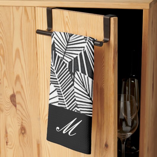 "Schwarz-Weiß-Leaf" Küchentücher (Drittel gefaltet)