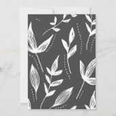 Schwarz-Weiß-Leaf Moderne Hochzeitseinladung Einladung (Rückseite)