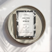 Schwarz-Weiß-Leaf Moderne Hochzeitseinladung Einladung