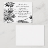 Schwarz-Weiß-Leaf nach der Beerdigung danke Ihnen Mitteilungskarte (Vorne/Hinten)