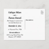 Schwarz-Weiß-Leaf nur verheiratet Hochzeitsleder B Ankündigungspostkarte (Rückseite)