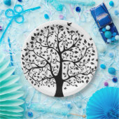 Schwarz-Weiß-Lebensbaum Pappteller (Party)