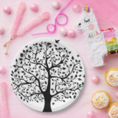 Schwarz-Weiß-Lebensbaum Pappteller (Party)