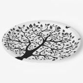 Schwarz-Weiß-Lebensbaum Pappteller (Schrägansicht)