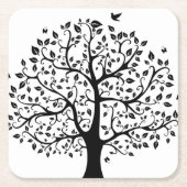 Schwarz-Weiß-Lebensbaum Rechteckiger Pappuntersetzer (Vorderseite)
