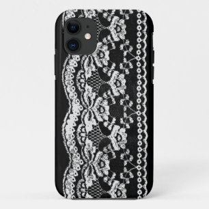 Schwarz-Weiß-Leder und Lace Case-Mate iPhone Hülle