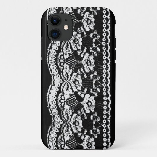 Schwarz-Weiß-Leder und Lace Case-Mate iPhone Hülle (Rückseite)