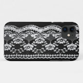 Schwarz-Weiß-Leder und Lace Case-Mate iPhone Hülle (Rückseite (Horizontal))