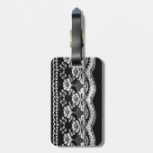 Schwarz-Weiß-Leder und Lace Gepäckanhänger (Rückseite vertikal)