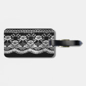 Schwarz-Weiß-Leder und Lace Gepäckanhänger (Rückseite horizontal)