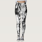 Schwarz-Weiß-Leggings mit Graffiti-Printmedien Leggings (Vorderseite)
