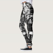 Schwarz-Weiß-Leggings mit Graffiti-Printmedien Leggings (Links)