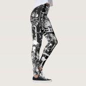 Schwarz-Weiß-Leggings mit Graffiti-Printmedien Leggings (Rechts)