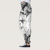 Schwarz-Weiß-Leggings mit Graffiti-Printmedien Leggings (Links)