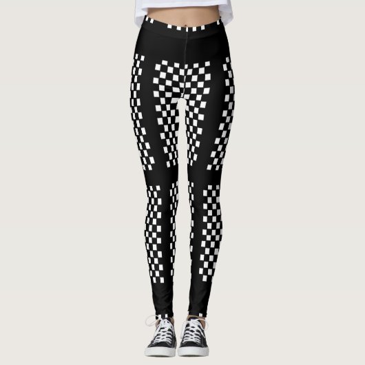Schwarz-Weiß-Leggings mit Karos und Streifen Leggings (Vorderseite)