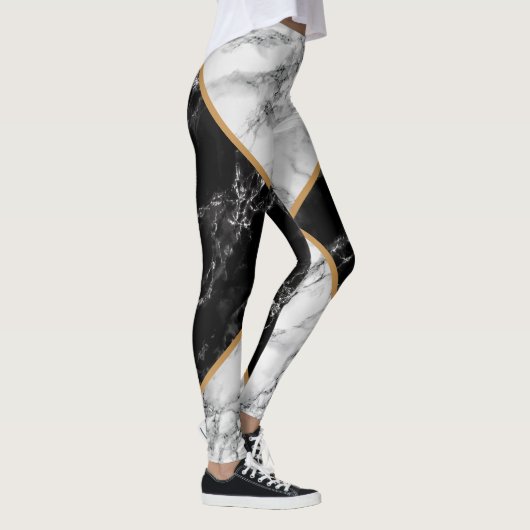 Schwarz-Weiß-Leggings mit Marmordesign Leggings (Rechts)