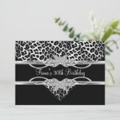 Schwarz-weiß Leopard 30. Diamond Jewel Einladung (Stehend Vorderseite)