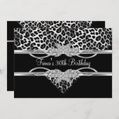 Schwarz-weiß Leopard 30. Diamond Jewel Einladung (Vorne/Hinten)
