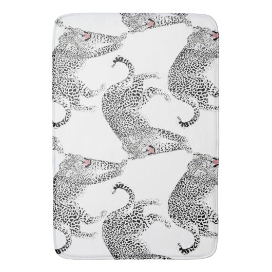 Schwarz-weiß Leopard Badematte (Vorderseite Vertikal)