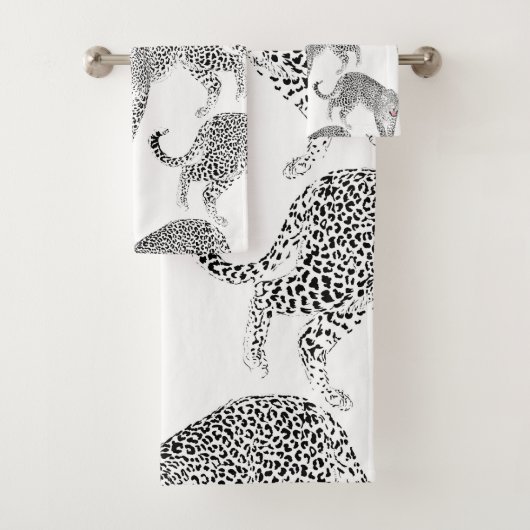 Schwarz-weiß Leopard Badhandtuch Set (Insitu)