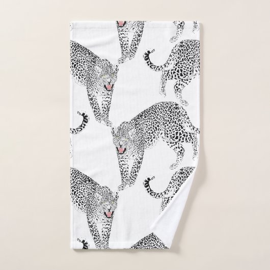 Schwarz-weiß Leopard Badhandtuch Set (Handtuch)