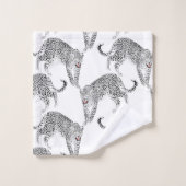 Schwarz-weiß Leopard Badhandtuch Set (Waschlappen)