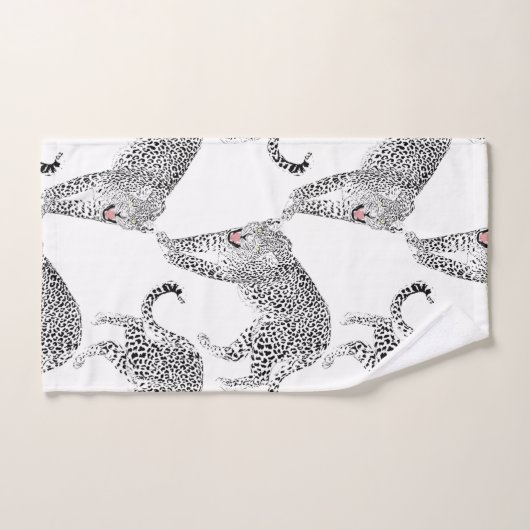Schwarz-weiß Leopard Badhandtuch Set (Handtuch)