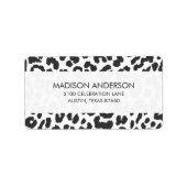 Schwarz-Weiß-Leopard-Drucktiermuster Adressaufkleber (Vorne)