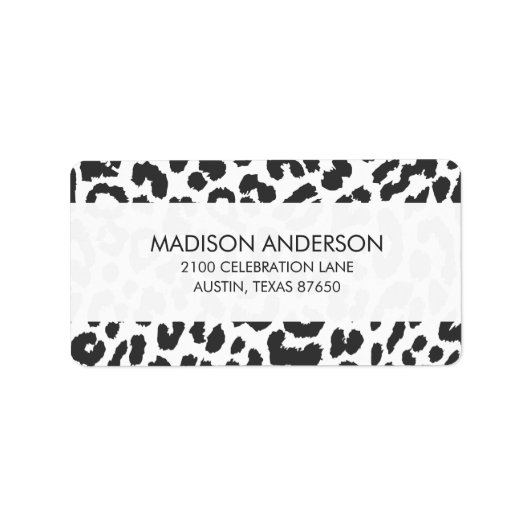 Schwarz-Weiß-Leopard-Drucktiermuster Adressaufkleber (Vorne)