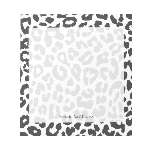 Schwarz-Weiß-Leopard-Drucktiermuster Notizblock (Vorderseite)