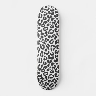 Schwarz-Weiß-Leopard-Drucktiermuster Skateboard