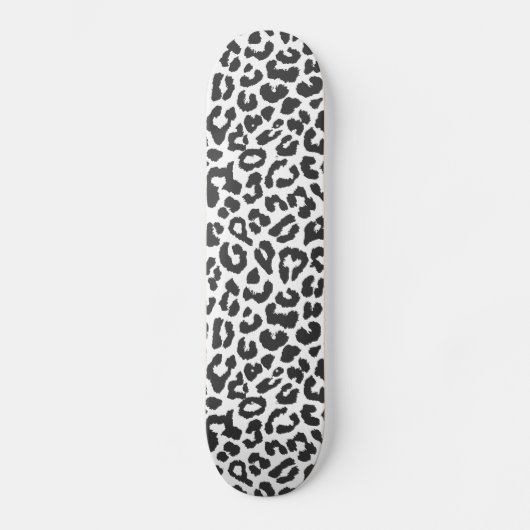 Schwarz-Weiß-Leopard-Drucktiermuster Skateboard (Vorderseite)