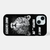 Schwarz-Weiß-Leopard-Gesicht iPhone 15 Hülle (Rückseite (Horizontal))