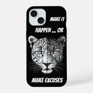 Schwarz-Weiß-Leopard-Gesicht iPhone 15 Hülle