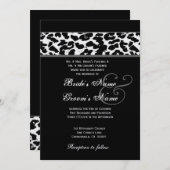 Schwarz-Weiß-Leopard-Hochzeitspapier Einladung (Vorne/Hinten)