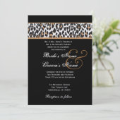 Schwarz-Weiß-Leopard-Hochzeitspapier Einladung (Stehend Vorderseite)
